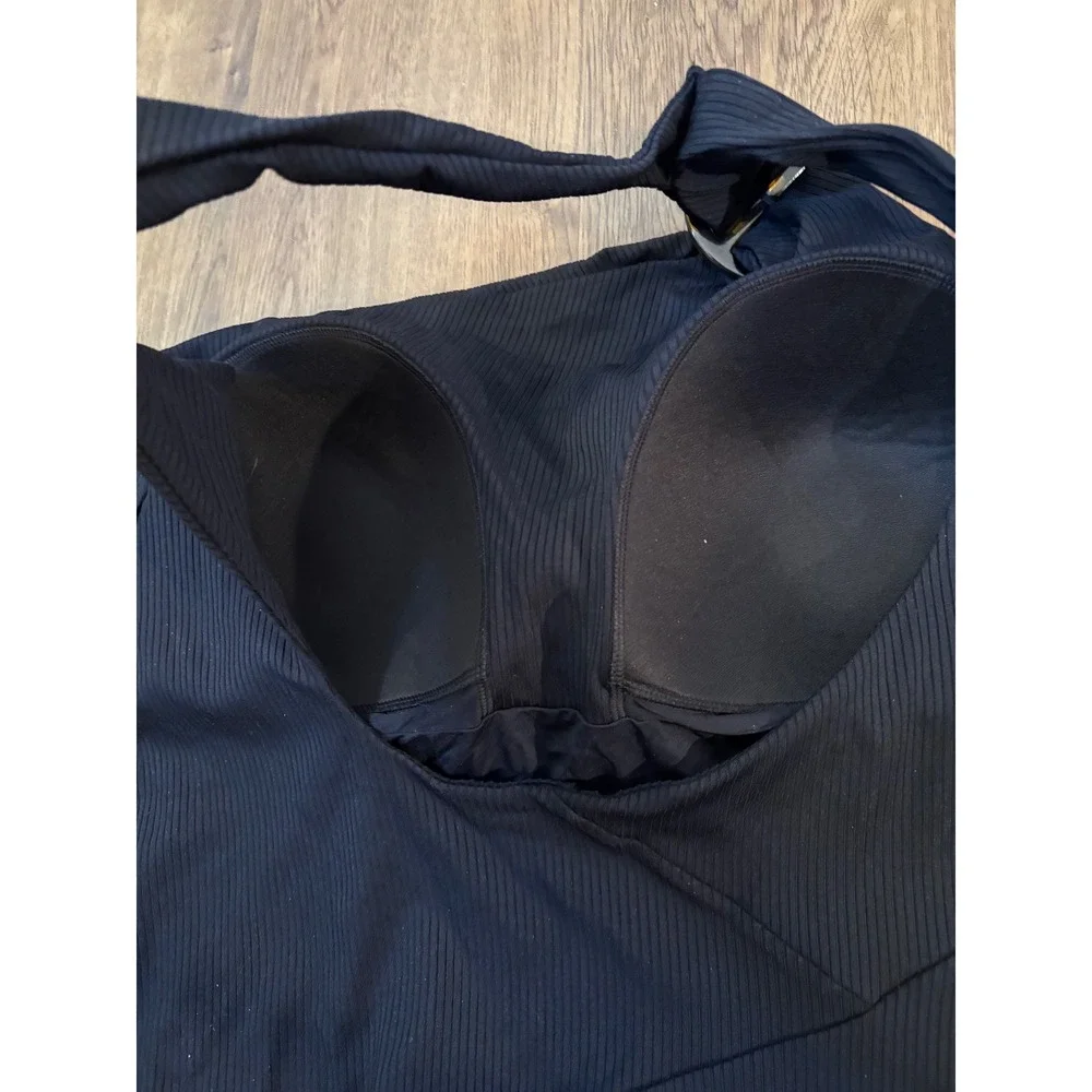 SUMMERSALT Black Ribbed‎ Sidestroke  One Piece Swimsuit Bathing Suit 22